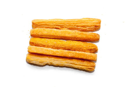 corn cheese stick isolated on white backgroundの写真素材