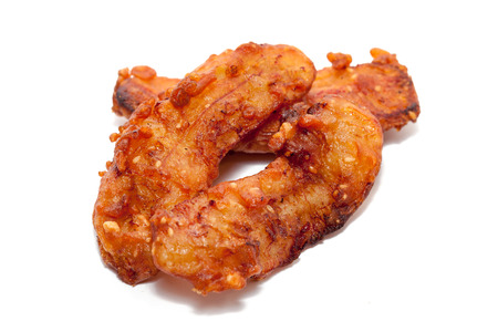 deep fried sliced banana on white backgroundの写真素材