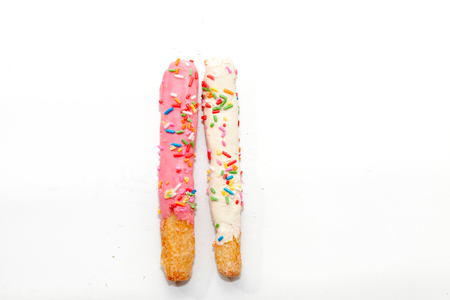 colorful doughnut Stick isolated on white backgroundの写真素材