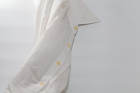 close up stain of the dirty white shirtの写真素材
