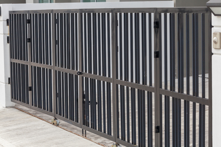 metal fence of the house at thailandの写真素材