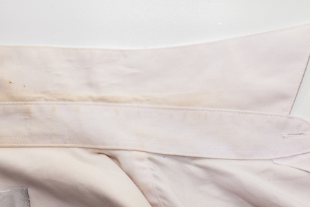 close up stain of the dirty white shirtの写真素材