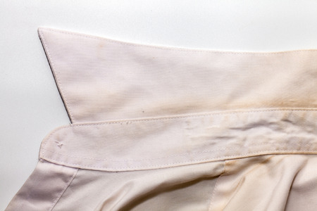 close up stain of the dirty white shirtの写真素材