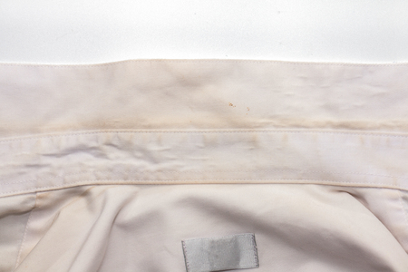 close up stain of the dirty white shirtの写真素材
