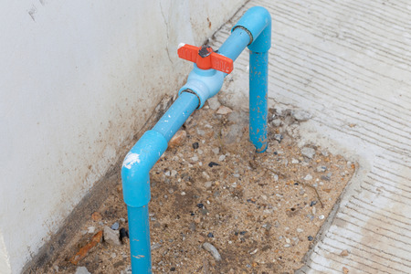 close up of temporary water pipe meterの写真素材