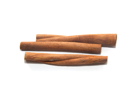 close up of cinnamon stick isolated on white backgroundの写真素材
