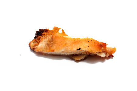 Roast chicken breast isolated on white backgroundの写真素材