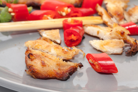 close up of Roast chicken breast with sauceの写真素材