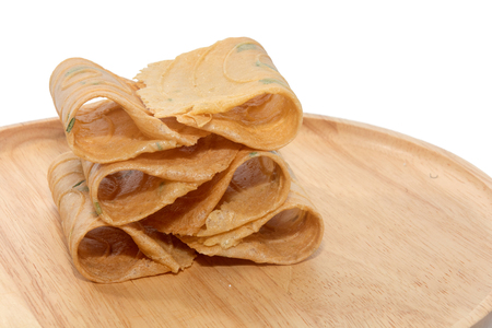 biscuit curl,Thai snack on white backgroundの写真素材