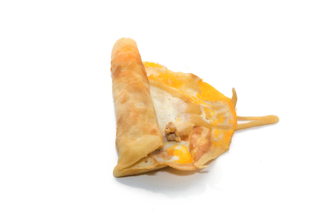 crepe roll with egg,Thai dessert on white backgroundの写真素材
