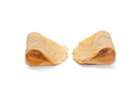 biscuit curl,Thai snack on white backgroundの写真素材