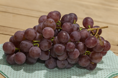 close up of grapes fruit in basketの写真素材