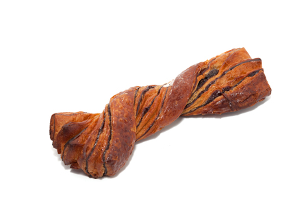 close up of bakery twist on white backgroundの写真素材