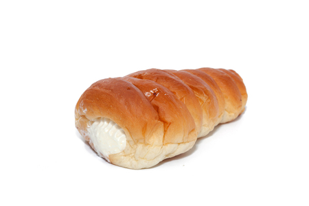 Puff Pastry Cannoli Cones isolated on white backgroundの写真素材