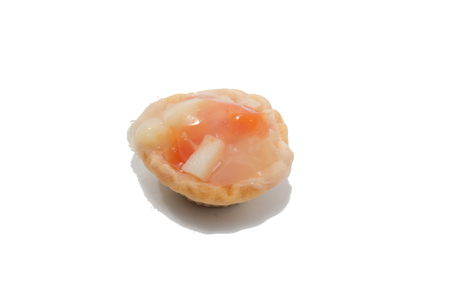 close up of fruit tart isolated on white backgroundの写真素材