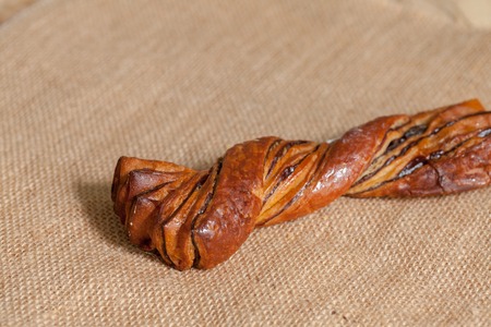 close up of twist bread on sackの写真素材