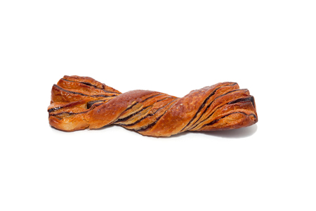 close up of bakery twist on white backgroundの写真素材