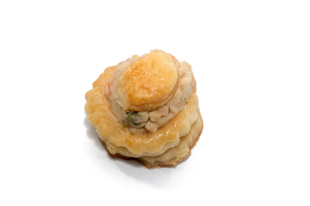close up of tuna cupcake isolated on white backgroundの写真素材