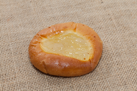 close up of bakery with jam on sackの写真素材