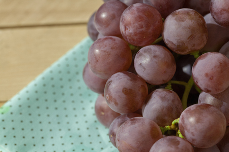 close up of grapes fruit in basketの写真素材