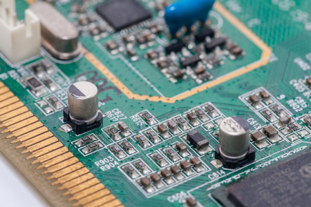 close up of Print Circuit Board of graphic cardの写真素材
