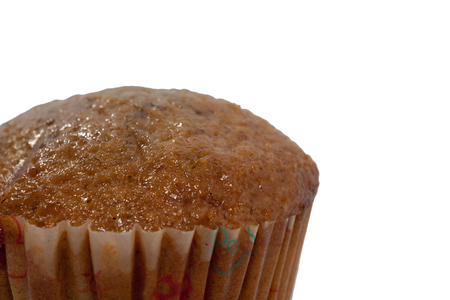 close up of banana cupcake isolated on white backgroundの写真素材