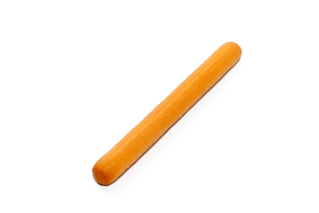 salted bread stick isolated on white backgroundの写真素材