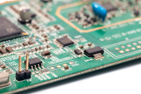 close up of Print Circuit Board of graphic cardの写真素材