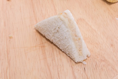 close up of mini sandwich on wooden plateの写真素材