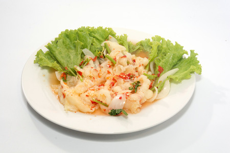 Thai Chicken Leg Salad & Spices on plateの写真素材