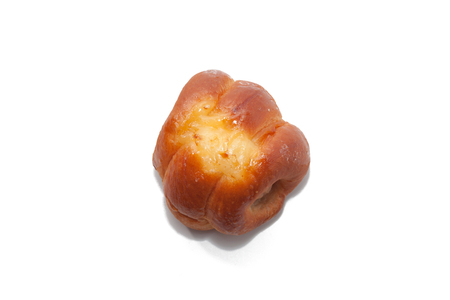 close up of chicken sausage bun on white backgroundの写真素材