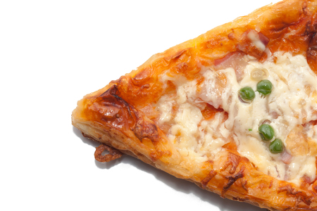 a piece of pizza isolated on white backgroundの写真素材