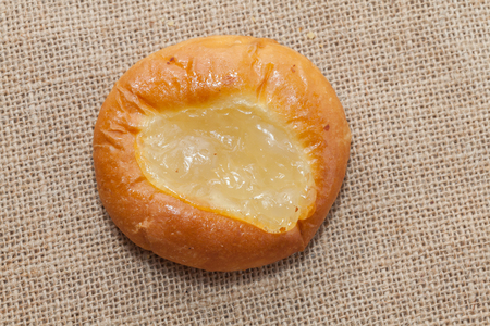 close up of bakery with jam on sackの写真素材