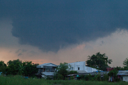 Overcast sky with dark clouds before stormの写真素材