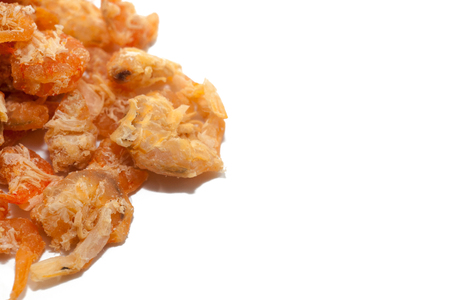 dried shrimp isolated on white backgroundclose up of dried shrimp isolated on white backgroundの写真素材