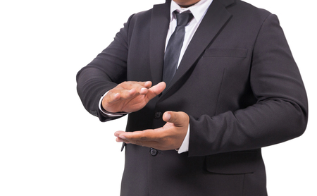 Business Man In A Suit Clapping Hands isolated on white backgroundの写真素材