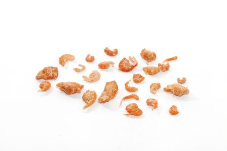 close up of dried shrimp isolated on white backgroundの写真素材