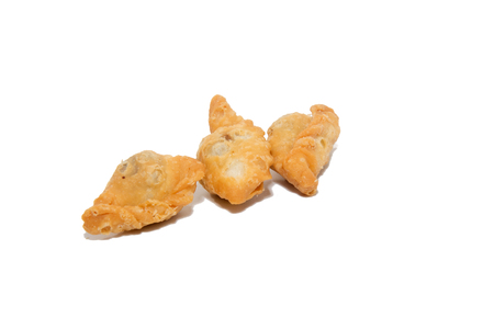 close up of Fried Chicken Dumplings on white backgroundの写真素材