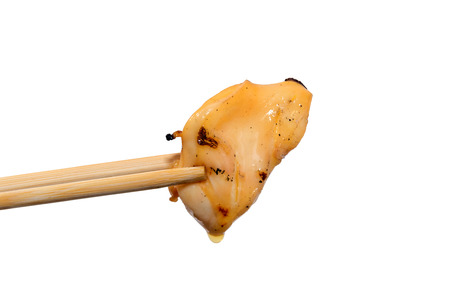 close up of chopstick with Grilled squidの写真素材