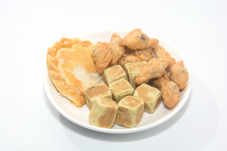 close up of variety of snack, Thai Style on plateの写真素材