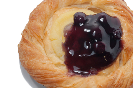 close up of Blueberry Danish on white backgroundの写真素材