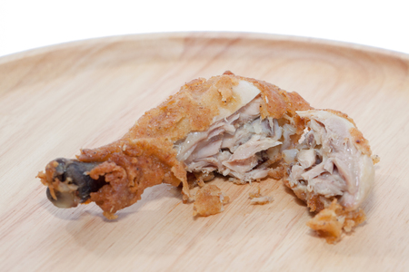 close up of fried chicken on wooden boardの写真素材