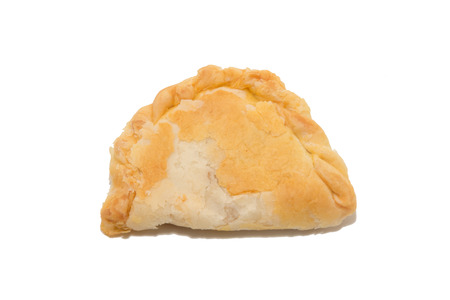 close up of curry puff on white backgroundの写真素材