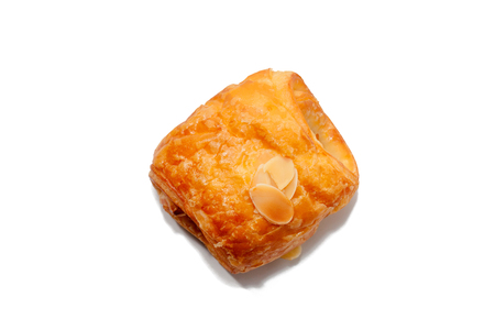 close up of chicken pie on white backgroundの写真素材