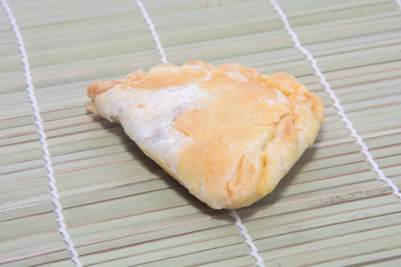 close up of curry puff on white backgroundの写真素材
