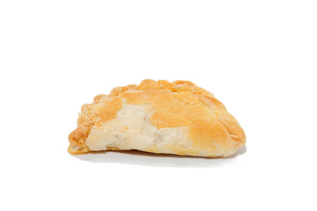 close up of curry puff on white backgroundの写真素材