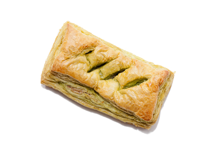 Green Tea Pie isolated on white backgroundの写真素材