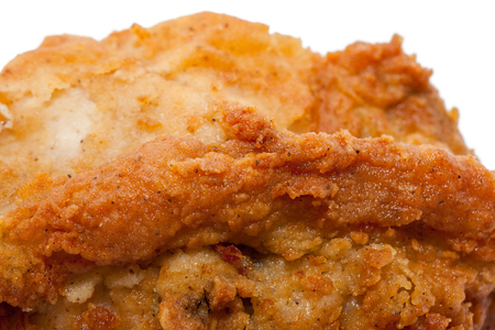 spicy fried chicken isolated on white backgroundの写真素材