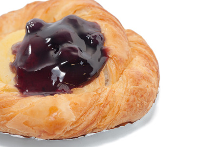 close up of Blueberry Danish on white backgroundの写真素材