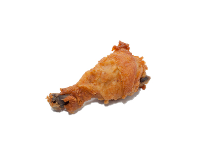 close up of fried chicken isolated on white backgroundの写真素材